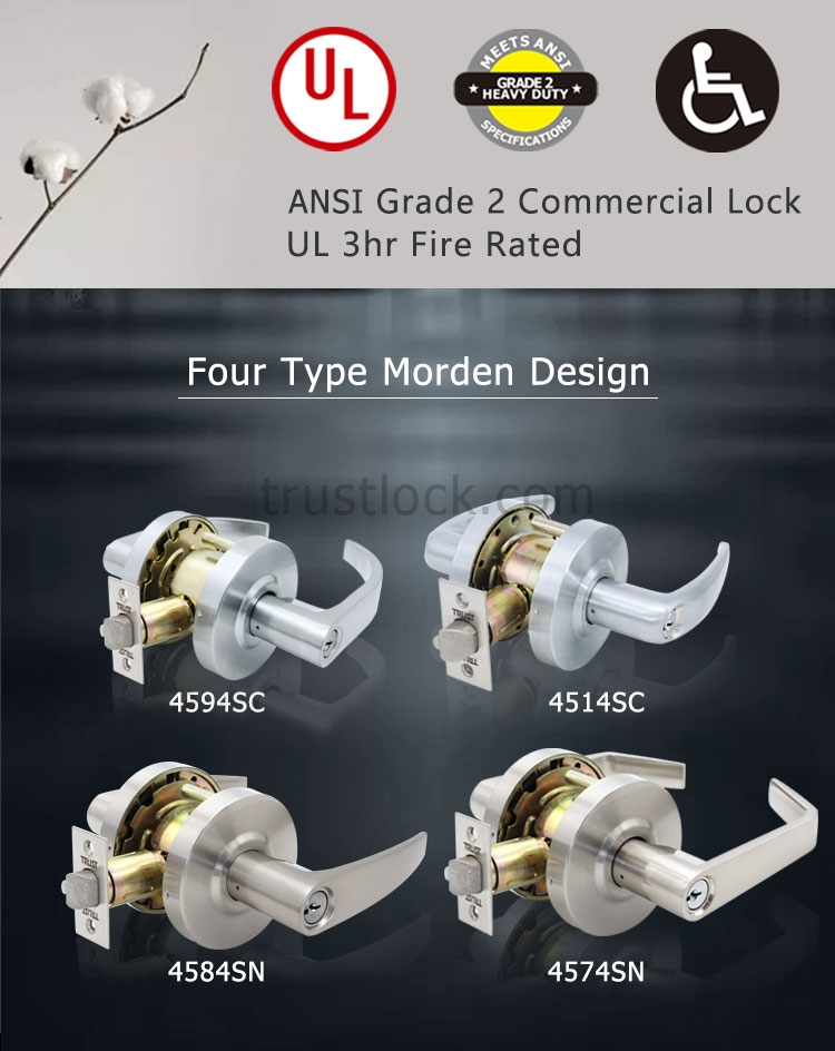 TRUST 4574SN Grade 2 Cylindrical Lock Storeroom Function Saturn Lever